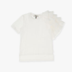 T-shirt bianca con rouches in voile DIXIE